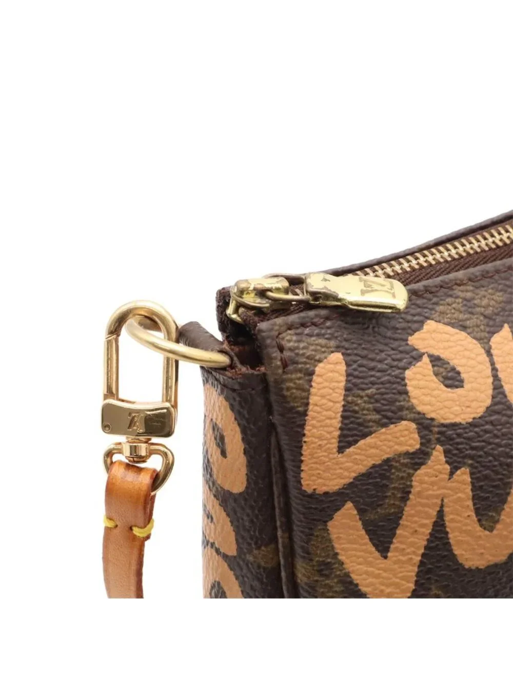 Louis Vuitton Monogram Graffiti Pochette Accessoires Pouch Handbag Peach